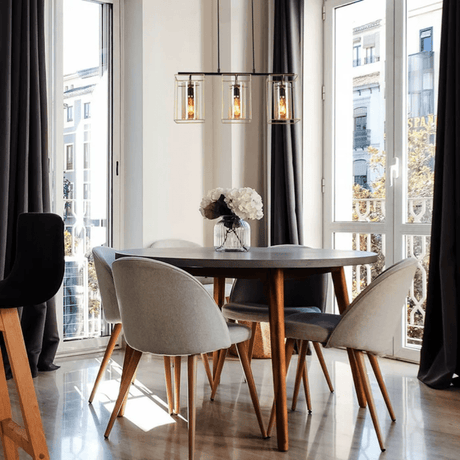 TKLD Pendant & Chandeliers Gold Metal Cage Single or Triple Cylinder Glass E27 Pendant or Island Ceiling Light