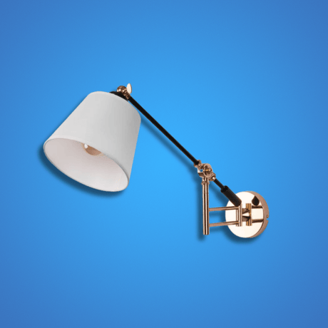 TKLD Wall & Sconce Lights Golden Black Metal Swing Arm Hinged White Frustum Wall Light E27 Fitting