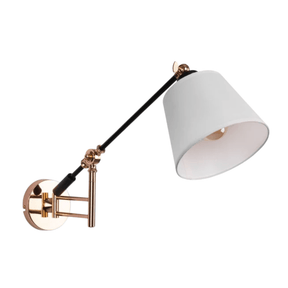 TKLD Wall & Sconce Lights Golden Black Metal Swing Arm Hinged White Frustum Wall Light E27 Fitting
