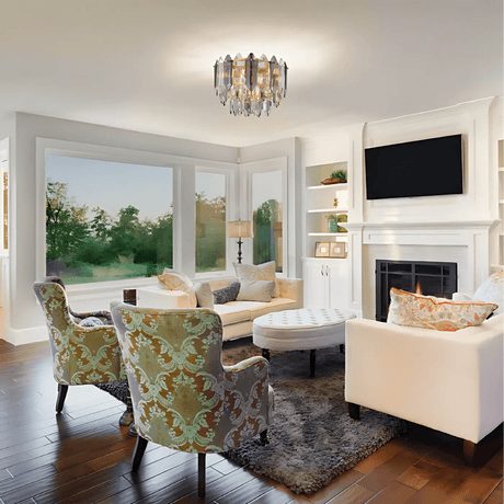 TKLD Pendant & Chandeliers Golden Tiered Radiance Chandelier Ceiling Light with Alternating Crystal Hues - 40W