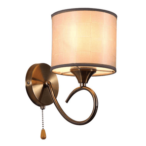 TKLD Pendant & Chandeliers Grey Fabric Shade Antique Vintage Retro Classic Wall Lamp - E27