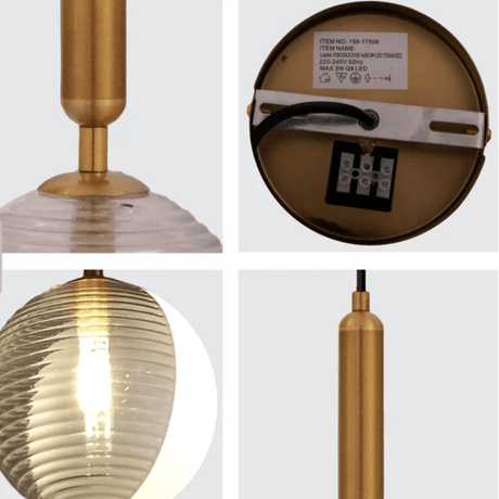 TKLD Pendant & Chandeliers Half Opal Half Smoky Globe Gold G9 Pendant Ceiling Light