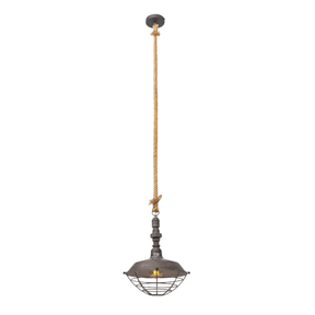 TKLD Pendant & Chandeliers Hemp Rope Silvery Grey Step Metal Industrial Vintage Pendant Ceiling Light