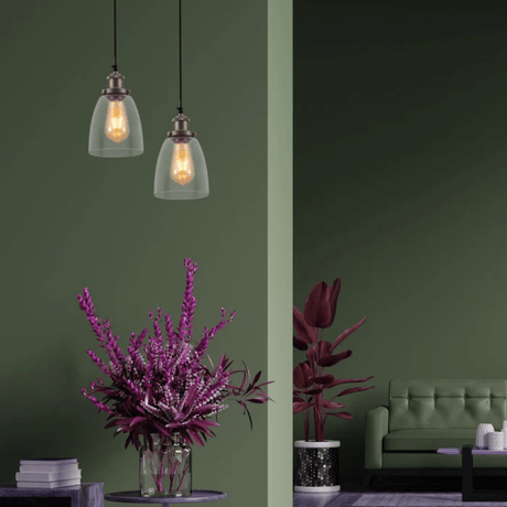 TKLD Pendant & Chandeliers Hoxton Silver Metal Clear Glass Cone Dome Pendant Ceiling Light