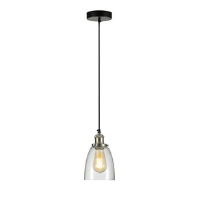 TKLD Pendant & Chandeliers Hoxton Silver Metal Clear Glass Cone Dome Pendant Ceiling Light