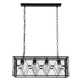 TKLD Pendant & Chandeliers Industrial Black Finish Farmhouse Metal Cage Chandelier