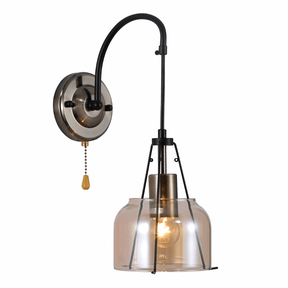 TKLD Pendant & Chandeliers Industrial Dome Amber Glass Shade 1xE27 Wall Light - 51783