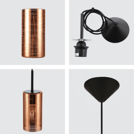 TKLD Pendant & Chandeliers Jupiter Copper Silver & Gold Cylinder Glass Pendant Ceiling Light E27 Fitting