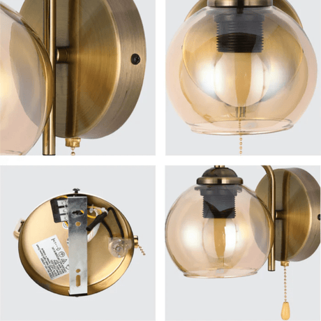 TKLD Pendant & Chandeliers L-Shape Amber+ Antique 1xE27 Dome Glass Wall Light - 52016
