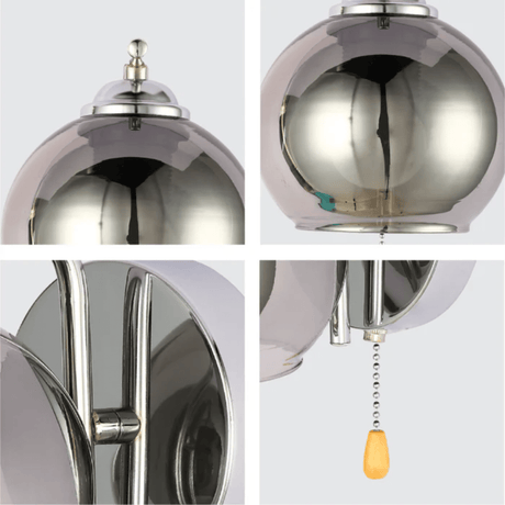TKLD Pendant & Chandeliers L-Shape Smoke + Chrome 1xE27 Dome Glass Wall Light - 52016