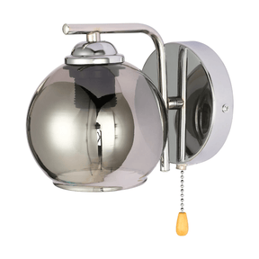 TKLD Pendant & Chandeliers L-Shape Smoke + Chrome 1xE27 Dome Glass Wall Light - 52016