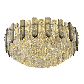 TKLD Pendant & Chandeliers Large Tiered Flush Chandelier Ceiling Light with Smoky and Clear Crystals