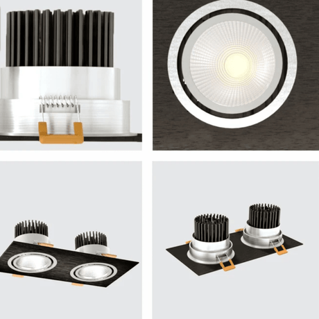 TKLD Ceiling Lights LED Black 2 Way Tilt Recessed Rectangle Downlight - 2x5W