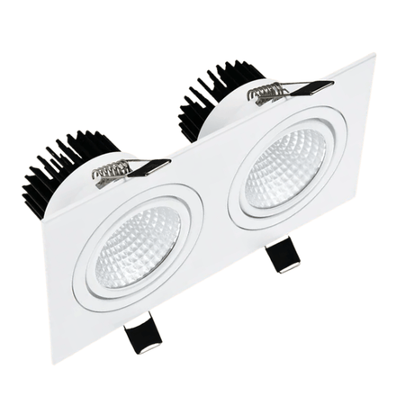 TKLD Ceiling Lights LED White 2 Way Tilt Recessed Rectangle Downlight - 2x5W