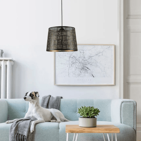 TKLD Pendant & Chandeliers Light Effects Black Grunge Ridged Classic Shade Metal Frustum E27 Pendant Ceiling Light