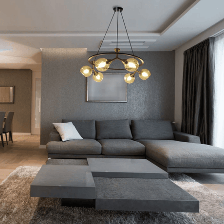 TKLD Pendant & Chandeliers Locanda Amber Glass Round Chandelier Ceiling Light - 40W