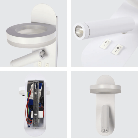TKLD Pendant & Chandeliers Lunar Halo White Bedside Reading 4000K LED Wall Light
