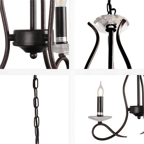 TKLD Ceiling Lights LuxAura 5 Candle Vintage Rustic Black French Chandelier Ceiling Light - 40W