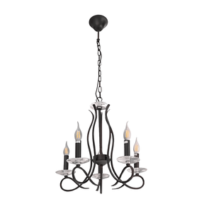 TKLD Ceiling Lights LuxAura 5 Candle Vintage Rustic Black French Chandelier Ceiling Light - 40W