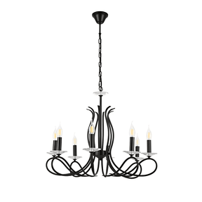 TKLD Ceiling Lights LuxAura 8 Candle Vintage Rustic Black French Chandelier Ceiling Light - 40W
