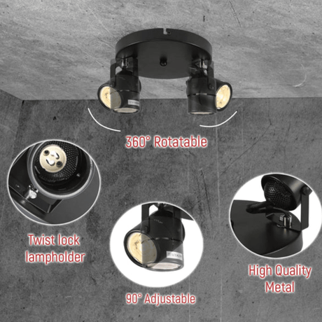 TKLD Wall & Sconce Lights Mane Black Rotatable Cylinder GU10 Spotlight Round Rose