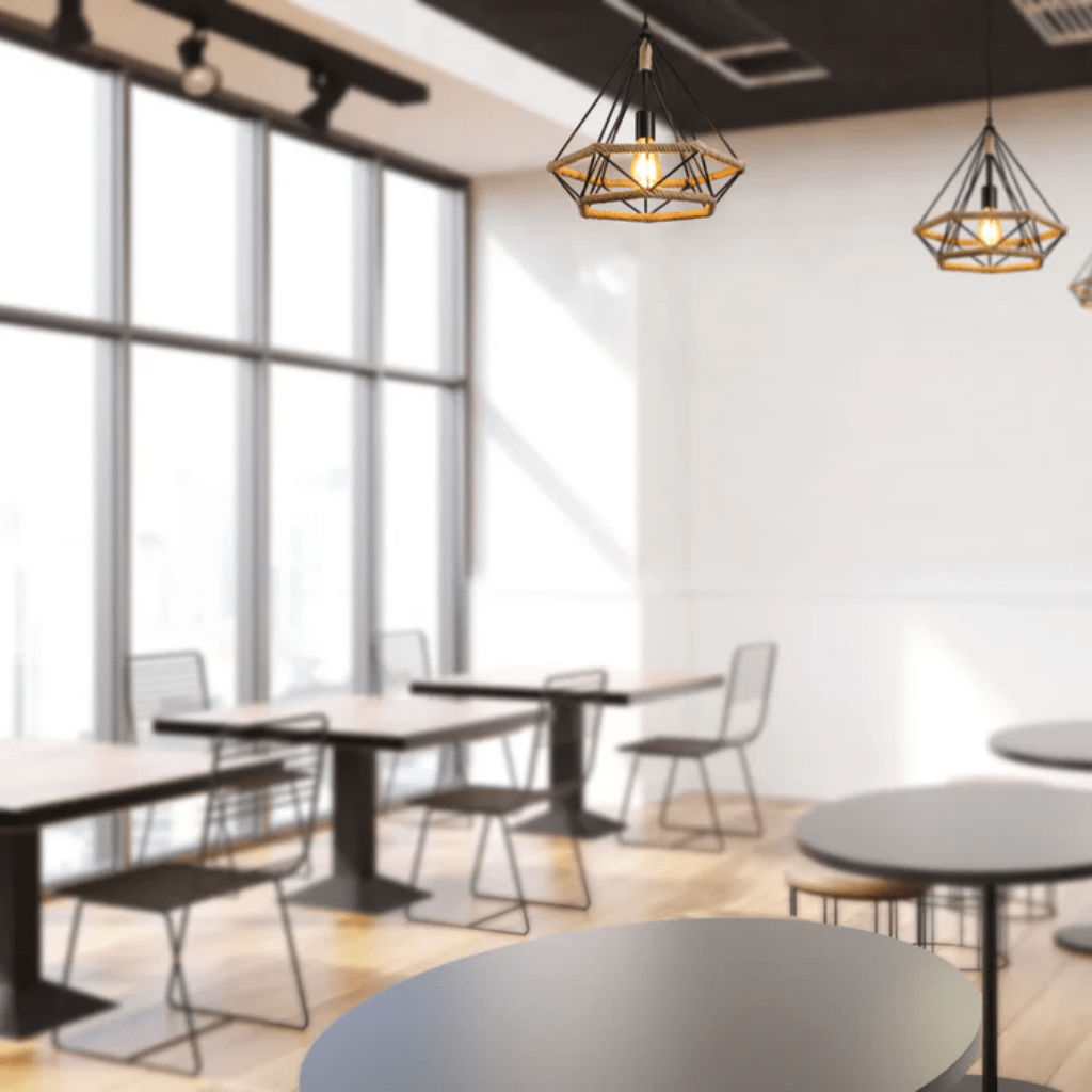 TKLD Pendant & Chandeliers Manila Hemp Rope Diamond E27 Black Pendant Light - D250mm/D380mm