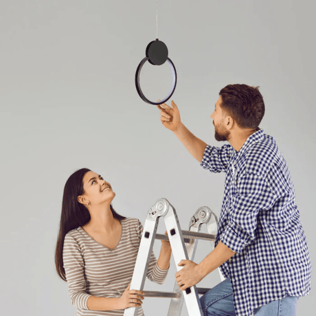 TKLD Pendant & Chandeliers Mavey Modern Nordic Circle Bedside LED Pendant Light Black CCT Changeble