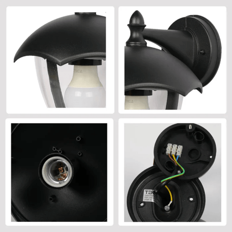 TKLD Wall & Sconce Lights Megan Black E27 Outdoor Downwards Lantern Wall Light - 40W