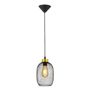 TKLD Pendant & Chandeliers Mesh Black Cage Lantern Metal E27 Pendant Ceiling Light - D155mm