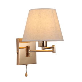 TKLD Wall & Sconce Lights Metal Swing Arm Frustum Flaxen Gold Body Wall Light with Pull Down Switch