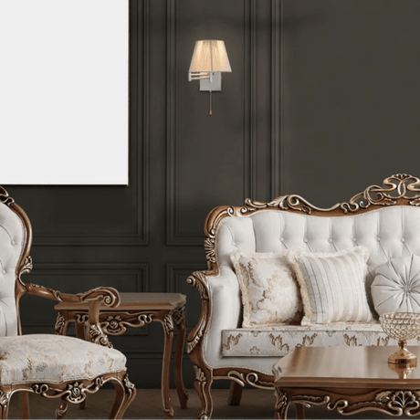 TKLD Wall & Sconce Lights Metal Swing Arm Frustum Silvery Accented White or Black Wall Light with Pull Down Switch