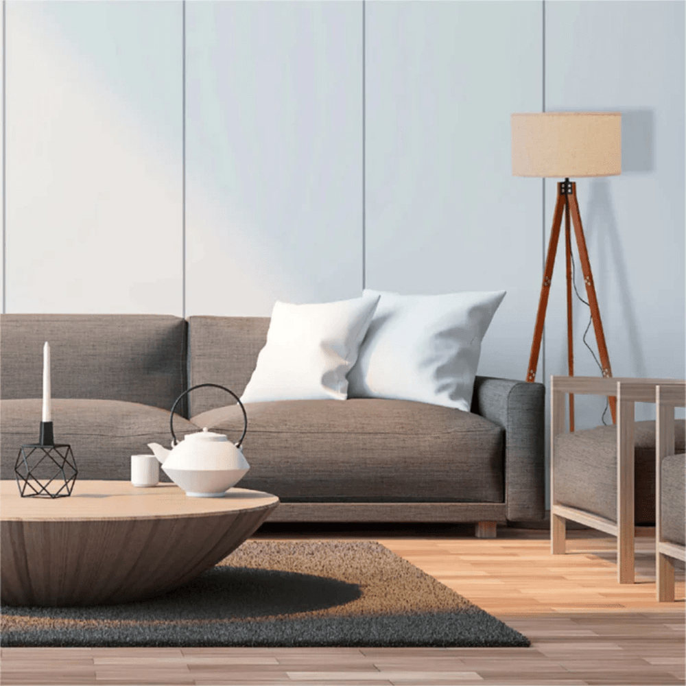 TKLD Table & Floor Lamps Mid-century Dark Brown Flaxen Wooden Tripod Vintage Floor Lamp - 40W