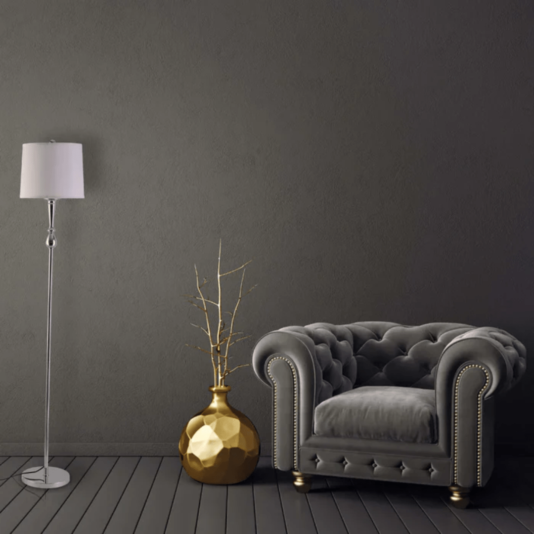 TKLD Table & Floor Lamps Mid-century Nickel Flaxen Floor Lamp - 40W