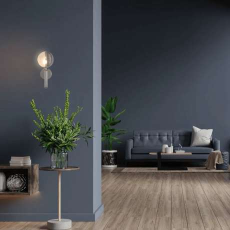 TKLD Wall & Sconce Lights Minimal Striped Reeded Clear-Opal Globe Wall Light - 20W