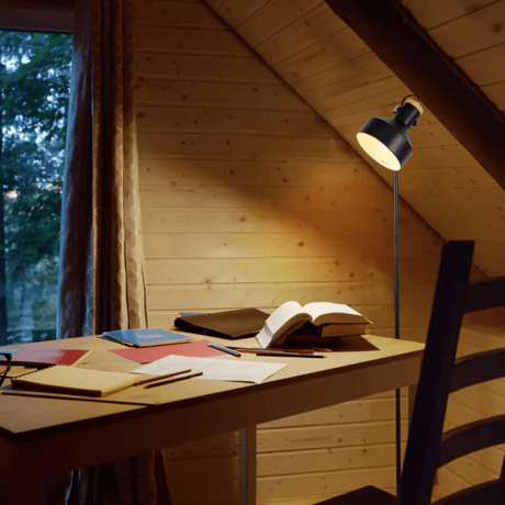 TKLD Table & Floor Lamps Minimalist Adjustable Floor Lamp with Wooden Accent - 40W