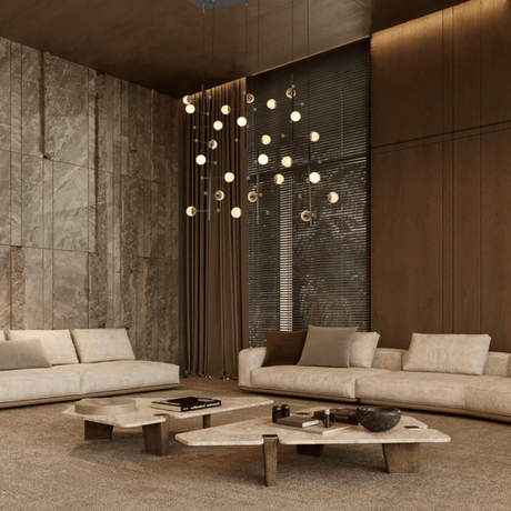TKLD Pendant & Chandeliers Modern 6 pendant Rectangle Spacious Gold Chandelier Ceiling Light