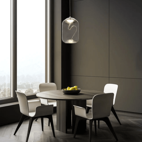 TKLD Pendant & Chandeliers Modern Contemporary Cylinder Smoky Glass Pendant Ceiling Light with Built-in LED