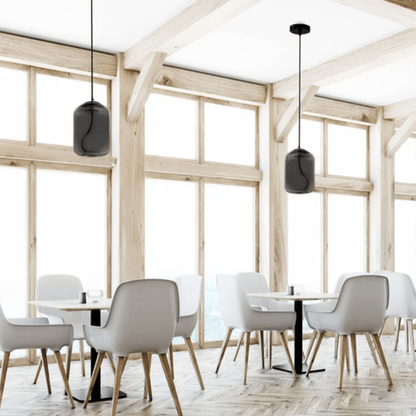 TKLD Pendant & Chandeliers Modern Contemporary Cylinder Smoky Glass Pendant Ceiling Light with Built-in LED