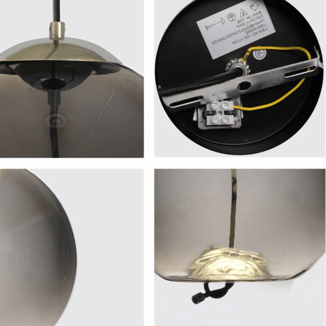 TKLD Pendant & Chandeliers Modern Contemporary Large Globe Smoky Glass Pendant Ceiling Light with Built-in LED