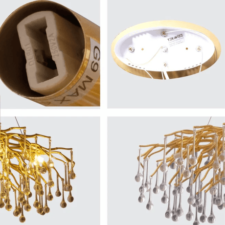 TKLD Pendant & Chandeliers Modern Crystal Glass Droplet Teardrop Chandelier Ceiling Light 13xG9 1200mm
