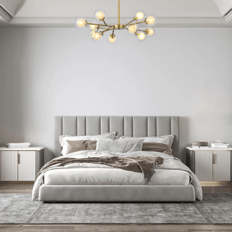 TKLD Pendant & Chandeliers Modern Gold Ceiling Light with 12 Double-Layered Globes