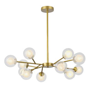 TKLD Pendant & Chandeliers Modern Gold Ceiling Light with 12 Double-Layered Globes