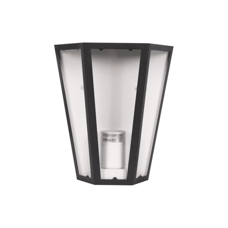 TKLD Wall & Sconce Lights Modern Matt Black & White Clear Glass Lantern Trapezium E27 Wall Lamp - 60W