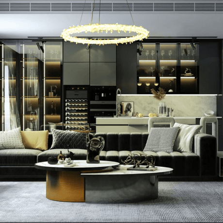 TKLD Pendant & Chandeliers Modern Quartz Round Chandelier Ceiling Light with Built-in LED 150W