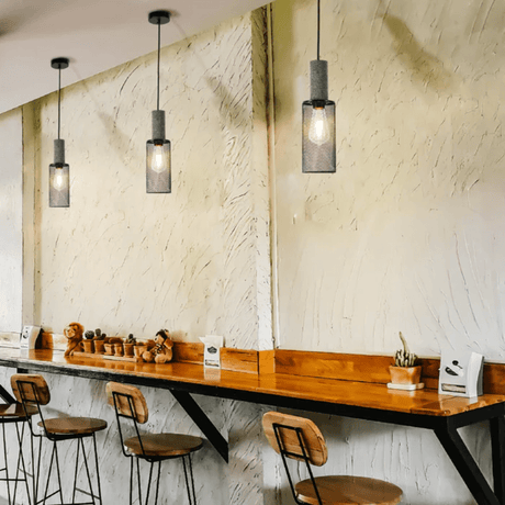 TKLD Pendant & Chandeliers Modern Short Cylindrical Textured Concrete Pendant Light - 40W
