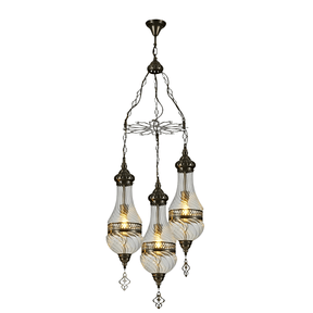 TKLD Pendant & Chandeliers Moroccan Style Antique Brass 3 Lamp Oriental Chandelier Light - 40W