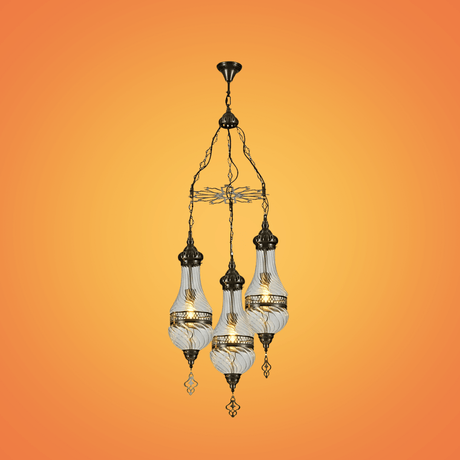 TKLD Pendant & Chandeliers Moroccan Style Antique Brass 3 Lamp Oriental Chandelier Light - 40W