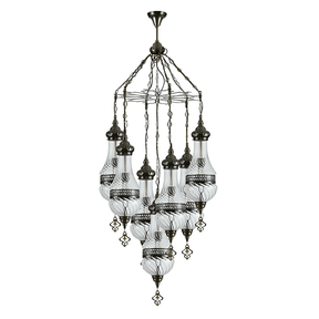 TKLD Pendant & Chandeliers Moroccan Style Antique Brass 7 Lamp Oriental Chandelier Light - 40W
