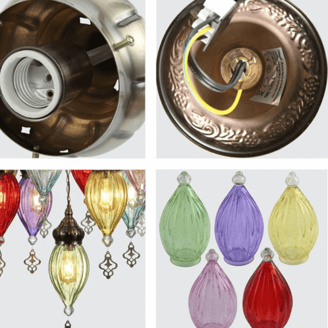 TKLD Pendant & Chandeliers Moroccan Style Antique Glass Ceiling Chandelier E27 Pendant Light - 5 Lamps