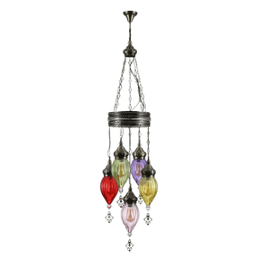 TKLD Pendant & Chandeliers Moroccan Style Antique Glass Ceiling Chandelier E27 Pendant Light - 5 Lamps